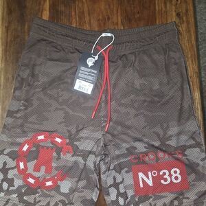 Crooks N' Castles Brown and Red Shorts